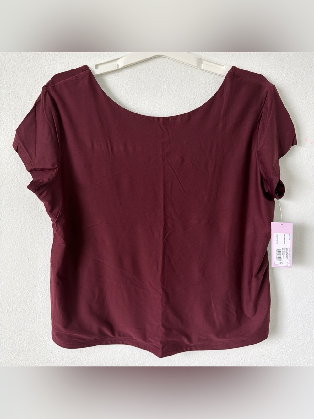 Women's Short Sleeve Scoop Neck Top - Burgundy